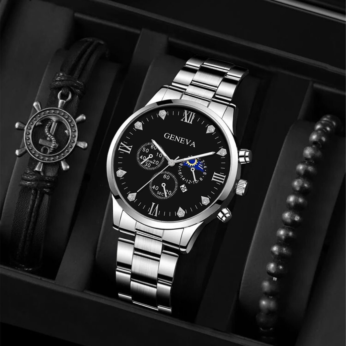 Suministro directo de fábrica, nuevo reloj de cuarzo para hombre 2025, moderno, versátil y elegante, conjunto de reloj y pulsera para hombre