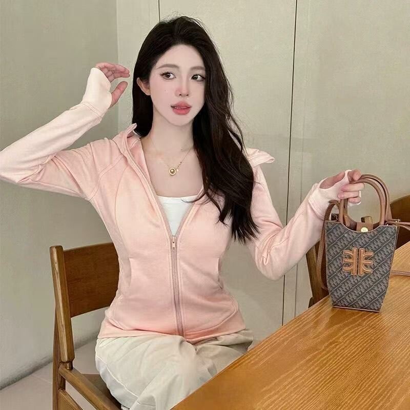 Hooded Sweatshirt for Women 2025 New Autumn and Winter Thickeneded Korean Style Versatile Outdoor Slim Fit Zipper Cardigan Sports Jacket