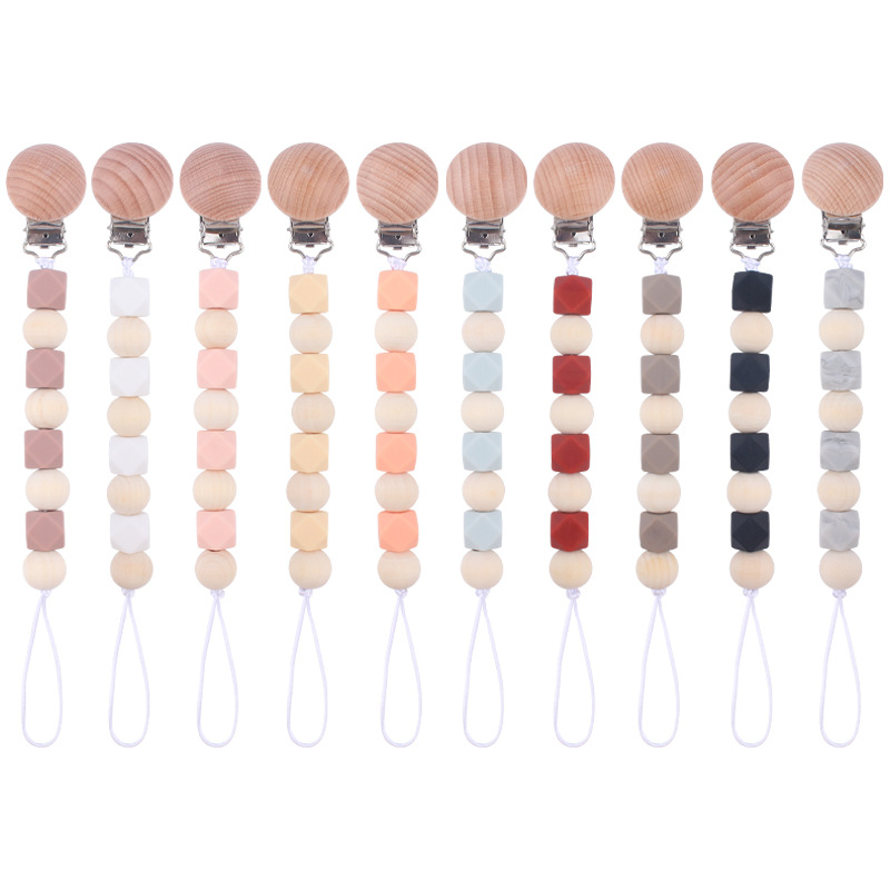 Nuevos suministros para bebés de silicona octogonal Cadena de chupete calmante bebé cuentas de silicona mordedura molar cadena anti-caída