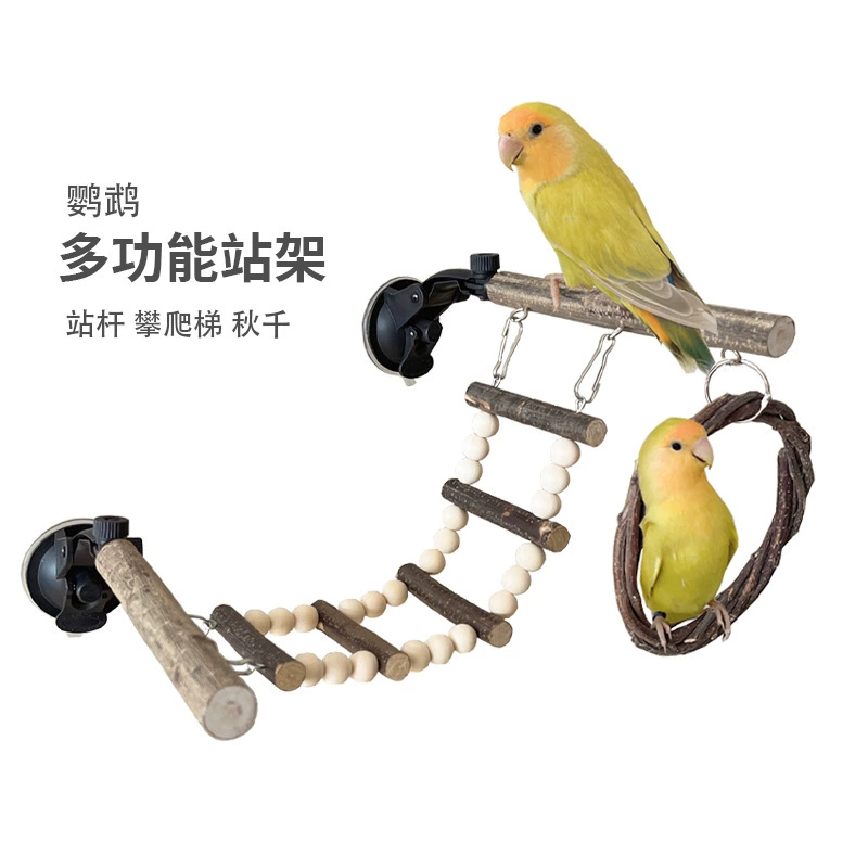 Подставка для попугая деревянная Лестница Качели комбинированный костюм игрушка для попугая клетка внешняя Интерактивная присоска для бревен подставка для птиц Стержень