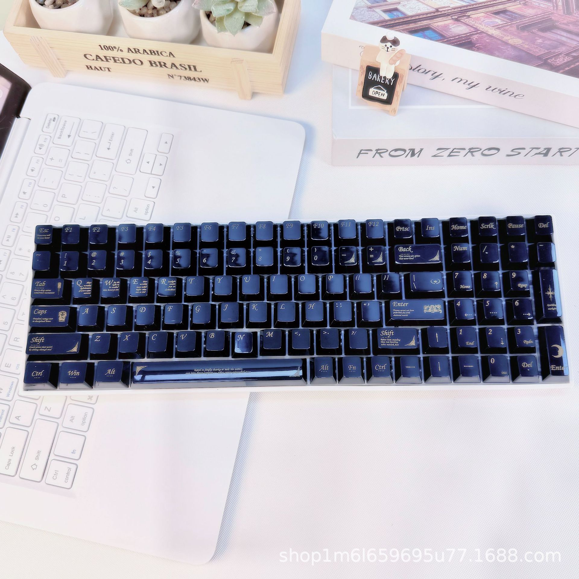 Fog Shadow White Ceramic Keycap Small Full Set of Original Pbt Customized DIY Anti-Mechanical Keyboard