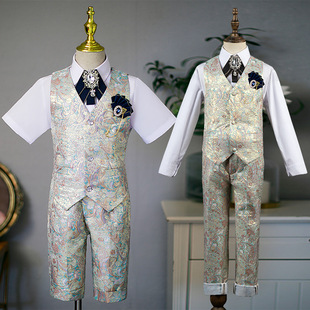 Children's Vest Suit suit Host Handsome British Flower Boy's Dress Piano Performance catwalk costume