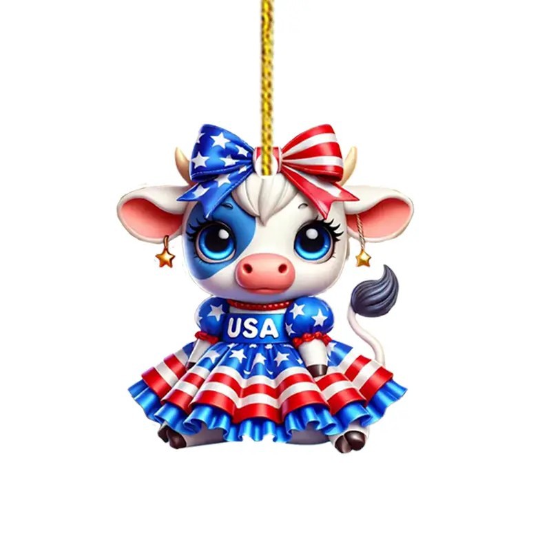 Colgante de Navidad de vaca Colgante de decoración de coche Árbol de Navidad Colgante plano de acrílico image 6