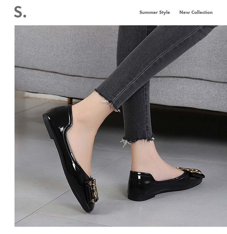 Women's Flat Shoes For Women Square Toe Low Heel Casual Work Shoes_voghion.com