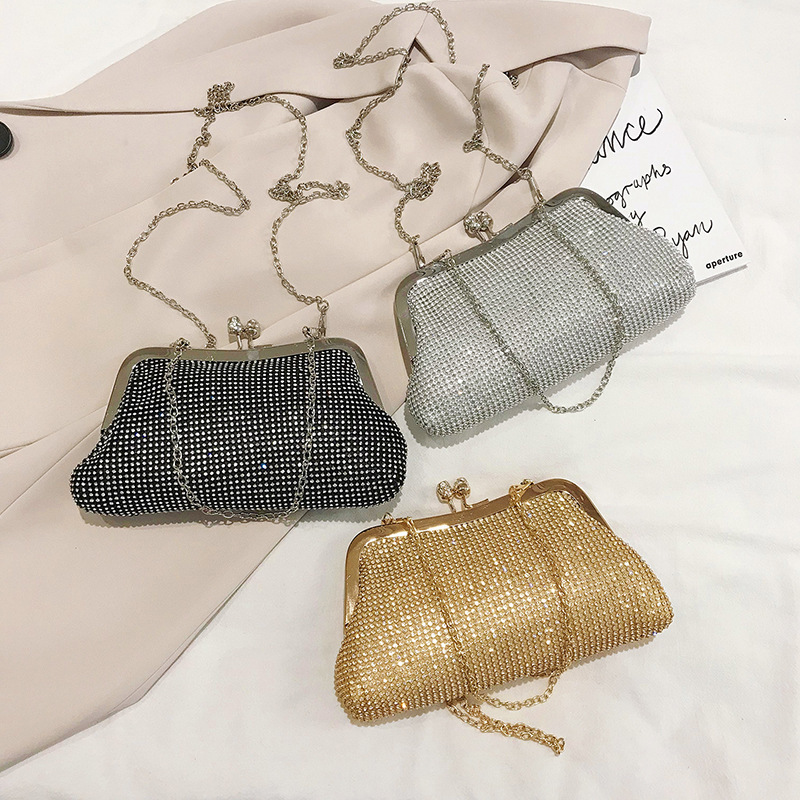 Niche Rhinestone Mini Bag Amazon Best-Seller Women's Handheld Mesh Diamond Evening Bag Sparkling Diamond Party Dress Bag