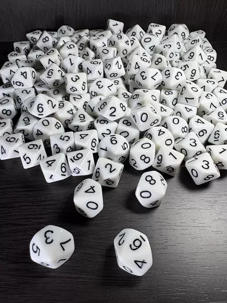 10-Sided 0-9 White with Black Numbers D10 Tabletop Game Polyhedral Acrylic Math Teaching Dice Number Dice