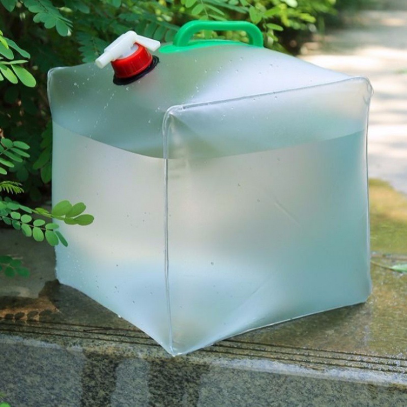 20折叠水袋 户外便携式透明水桶长途随车洗澡10升户外野营装水囊|ms