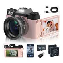 跨境英文版5K高清7500万复古WIFI翻转屏16倍变焦防抖 美颜相机R10