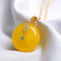 S925 серебряный зажим счастливое слово деньги картина Кулон Пряжка нефритовый пчелиный воск безопасный второе поколение пчелиный воск темперамент Женский подарок для матери