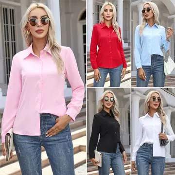 2024 cross-border Amazon Europe and the United States new foreign trade women's fashion casual long sleeve cardigan button shirt top women - ShopShipShake