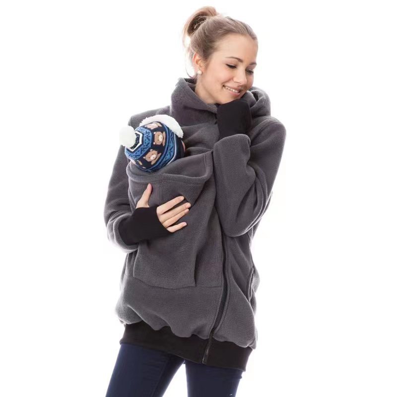 Amazon European and American cross-border two-in-one Multi-functional kangaroo mother sweater autumn and winter women's clothing baby bag sweater Amazon European and American cross-border two-in-one Multi-functional kangaroo mother sweater autumn and winter women's clothing baby bag sweater