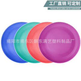 外贸小麦秸秆餐盘23cm圆盘套装塑料欧美标准加厚盘子跨境电商专供