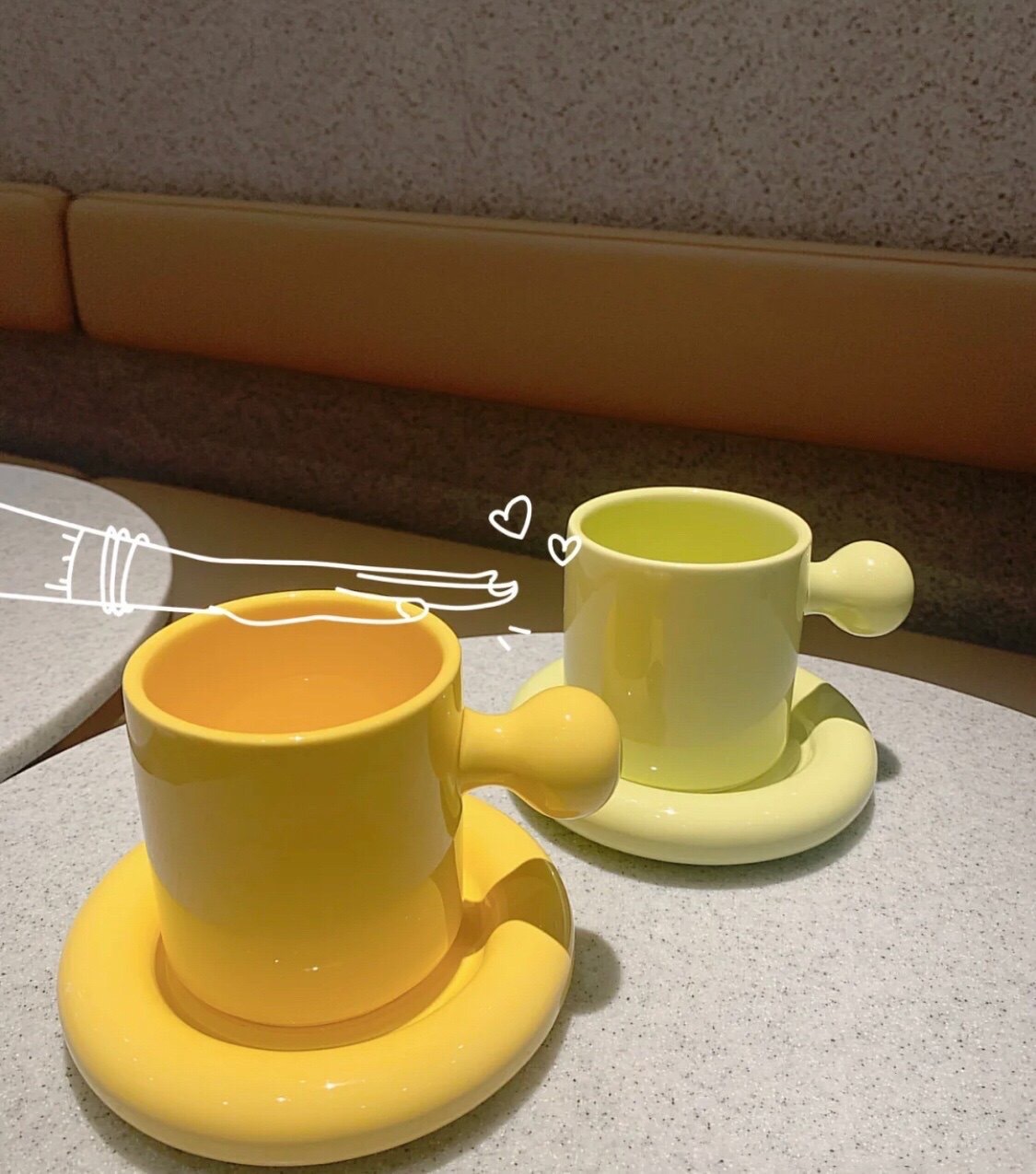 ins创意圆球马克杯碟组合套装元气蛋黄咖啡杯带碟子玻璃杯子杯碟