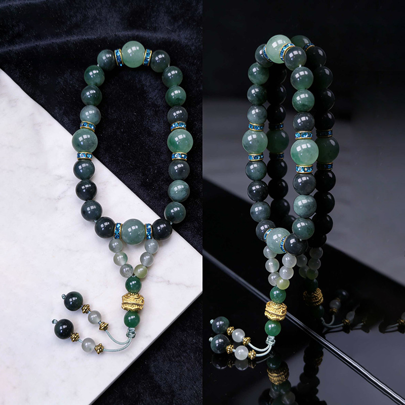 天然非洲翠独龙玉玉石手持中式经典款佛系非洲翠黑乌鸡手持