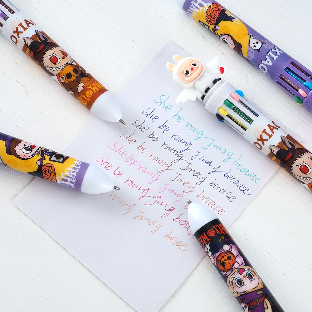 Nuevos productos de tela de Halloween bolígrafo multicolor transfronterizo bolígrafo de escritura regalo lindo bolígrafo de 10 colores