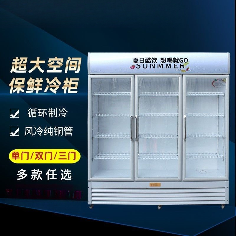 Refrigerated Display Cabinet Vertical Commercial Single-Door Freezer Large-Capacity Beer Beverage Supermarket Fresh-Keeping Display Cabinet