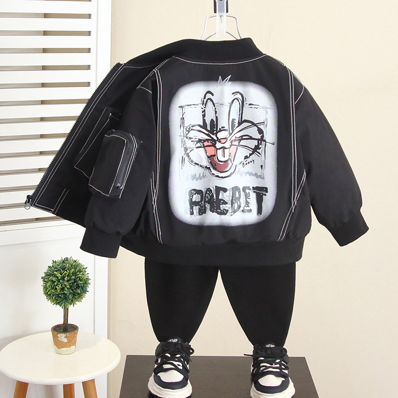 6838 Chaqueta de invierno para niños para niños más chaqueta de motocicleta gruesa de terciopelo 2025 nueva chaqueta de ropa de algodón para bebés