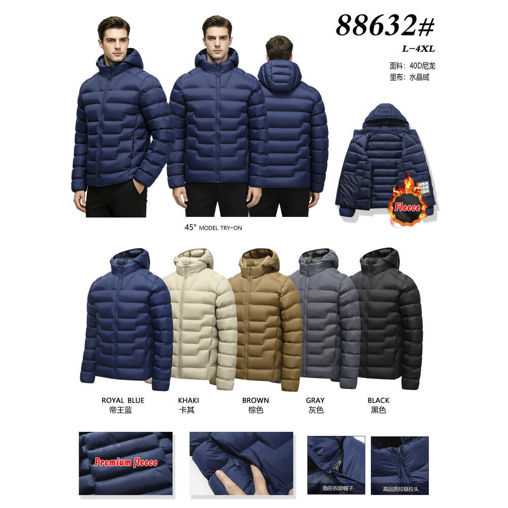 Cross-border export exclusive ribbed cotton coat with detachable hood, autumn and winter fleece-lined thickened jacket, winter coat for warmth
