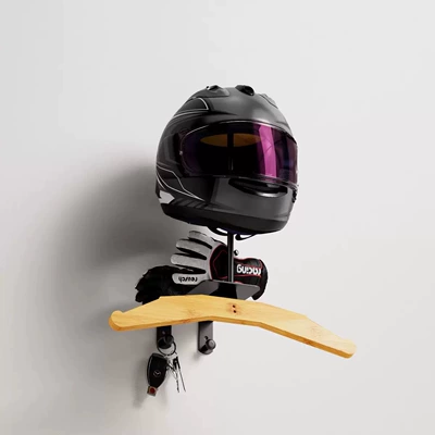 variety of helmet brackets, non-perforated: Motosiklet dəbilqə rəfləri - new-bamboo-wood-single-head-style