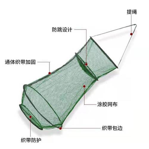 Large, medium and small fish baskets, fish protection, nylon hanging glue, fish protection, big belly, rubberized fish protection bag, folding mesh bag, fishing net, fishing gear