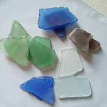 沙滩玻璃石平面手工海玻璃碎片彩色玻璃石头砂海边造景海石头