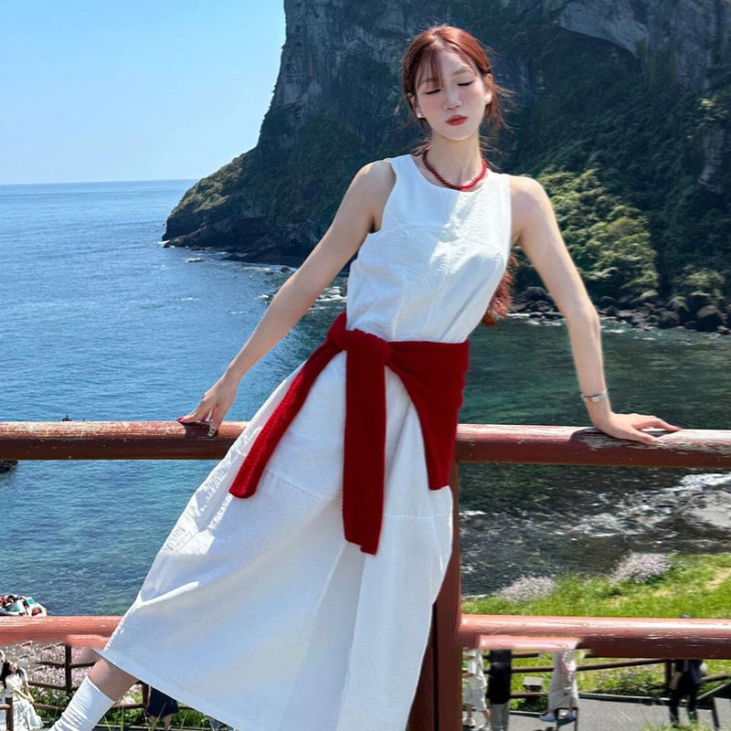 红色系腰屁帘针织披肩外搭女2025新款夏季百搭小众高级感腰带批发|undefined
