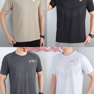 Men's Summer Outdoor Quick-Drying T-Shirt New Sports Running Training Fitness Clothing Cool Round Neck Short-Sleeved Quick-Drying Clothing