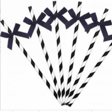 Cross-border bow party paper straw ribbon fabric panadería postre decoración inserto cóctel decoración straw