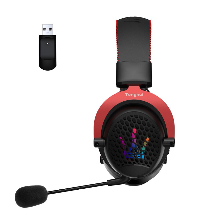 2.4Gワイヤレス+Bluetooth+仮想7.1 3モードヘッドマウントコンピュータゲームヘッドセットRGB eスポーツヘッドセット|undefined
