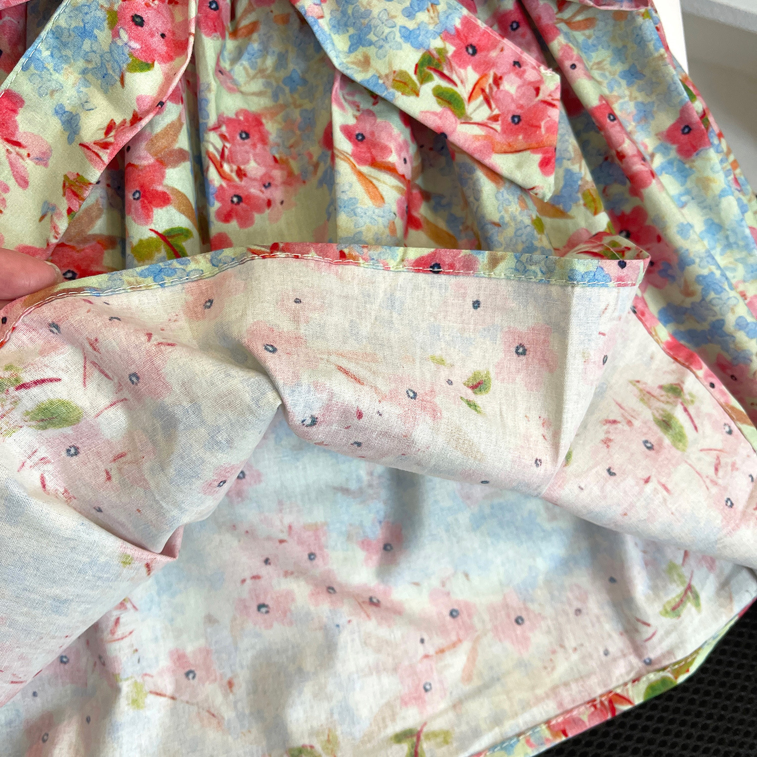 2023 Summer New for Girls Korean Edition Butterfly Bow Bubble Sleeve Floral Dress 23259_voghion.com