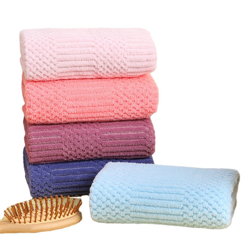 toalla de coral de alta densidad toalla de baño de absorción de agua para el hogar seco rápido engrosado toalla de cabello seco engrosado toalla de regalo de color simple