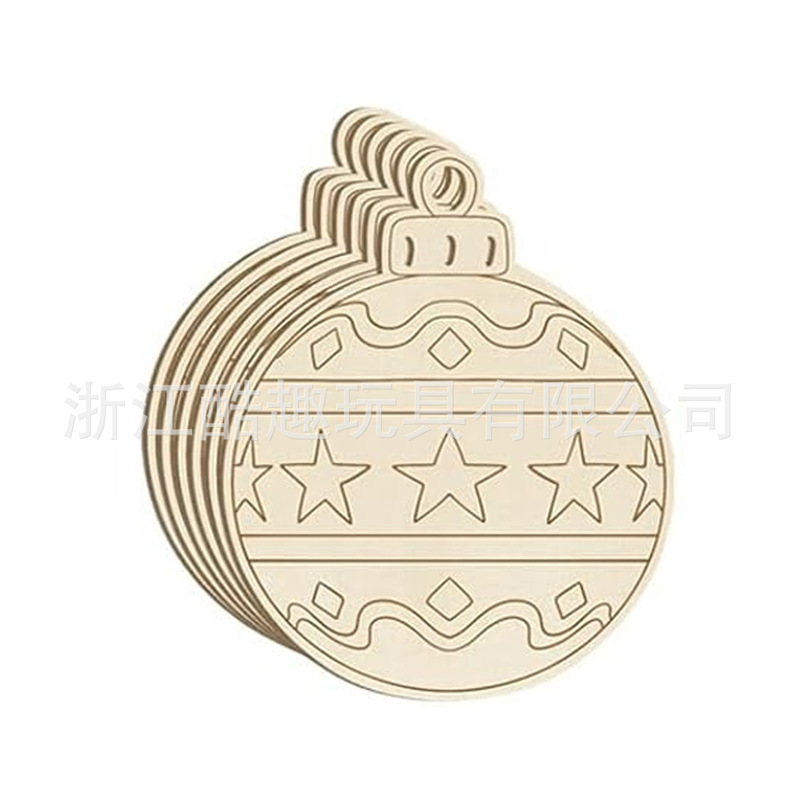 新しいレーザーシリーズ装飾木製クリスマスボールアクセサリークロスボーダー木製子供用手描き中空手作り|undefined