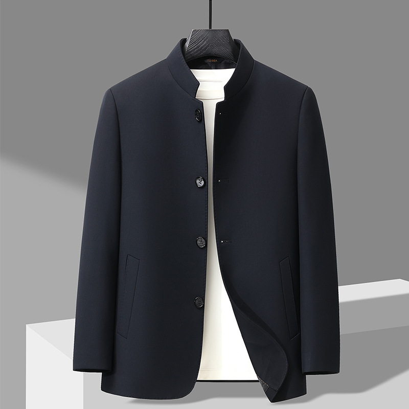 2025 Autumn and Winter Men's Stand-Up Collar Jacket Ethnic Clothing Chinese Style Middle-Aged and Elderly Casual Business Cross-Border