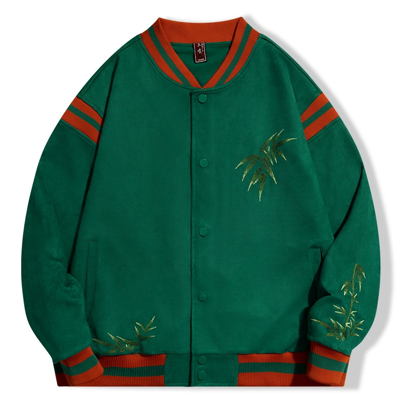 Men's jacket, baseball uniform for leisure, with embroidery, plus size