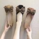 Autumn Flat Square Top Single Shoes Women's Shallow Mouth Big Bow Sweet All-match Soft Sole Pea Shoes Work Shoes Black