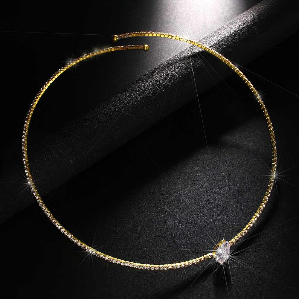 Collar de diamantes de imitación de moda transfronteriza simple collar en forma de gota collar de joyería nupcial gargantilla