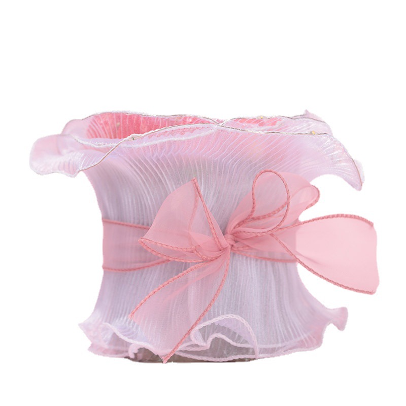 Hilo arrugado copia borde de la torta hilo blanco hornear gasa arrugado flor decorativa malla Accesorios cumpleaños festivo forma