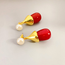 sophie buhai经典优雅新年时尚红玛瑙珍珠复古高级感小众耳坠耳饰