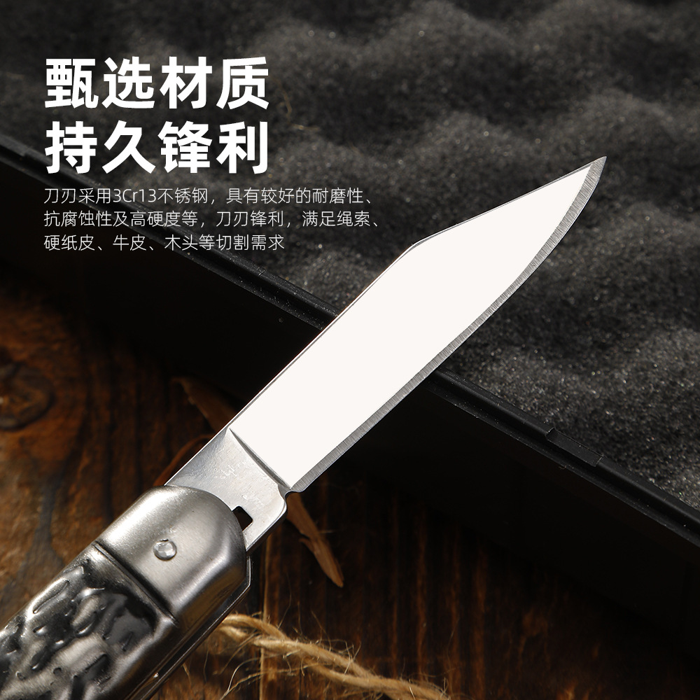Fábrica directa al aire libre cuchillo plegable esmerilado mango negro cuchillo de frutas cuchillo Yangjiang cuchillo de supervivencia cuchillo de caja abierta image 3