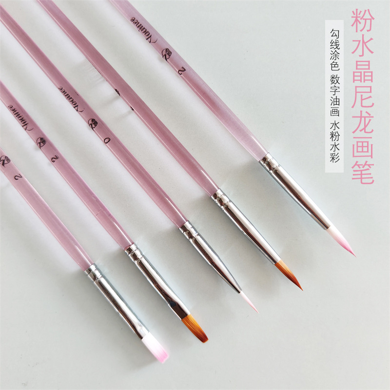 [pink Crystal] diy Digital Oil Painting Special Hook Line Coloring Pen Art Watercolor Gouache Nail Art Hook Line Brush