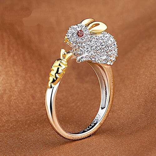 Year of the Dragon two-color open ring for women, national trend, electroplated zodiac ring, diamond transfer bracelet, gift ring, wholesale