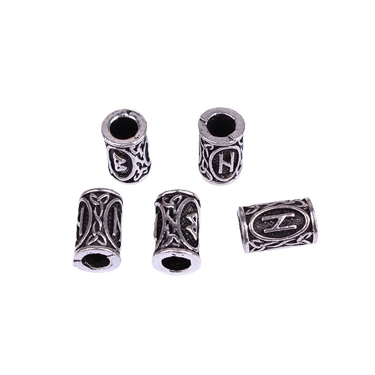 Peluca trenza sucia joyería con cuentas accesorios para el cabello trenza decoración DIY aleación vintage Viking carácter hembra cuentas de gran agujero