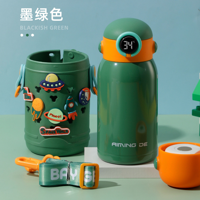 新款儿童壶不锈钢保温杯带吸管毛绒玩具卡通水杯子学生开学礼品|undefined