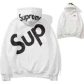 White hooded plus velvet large back label