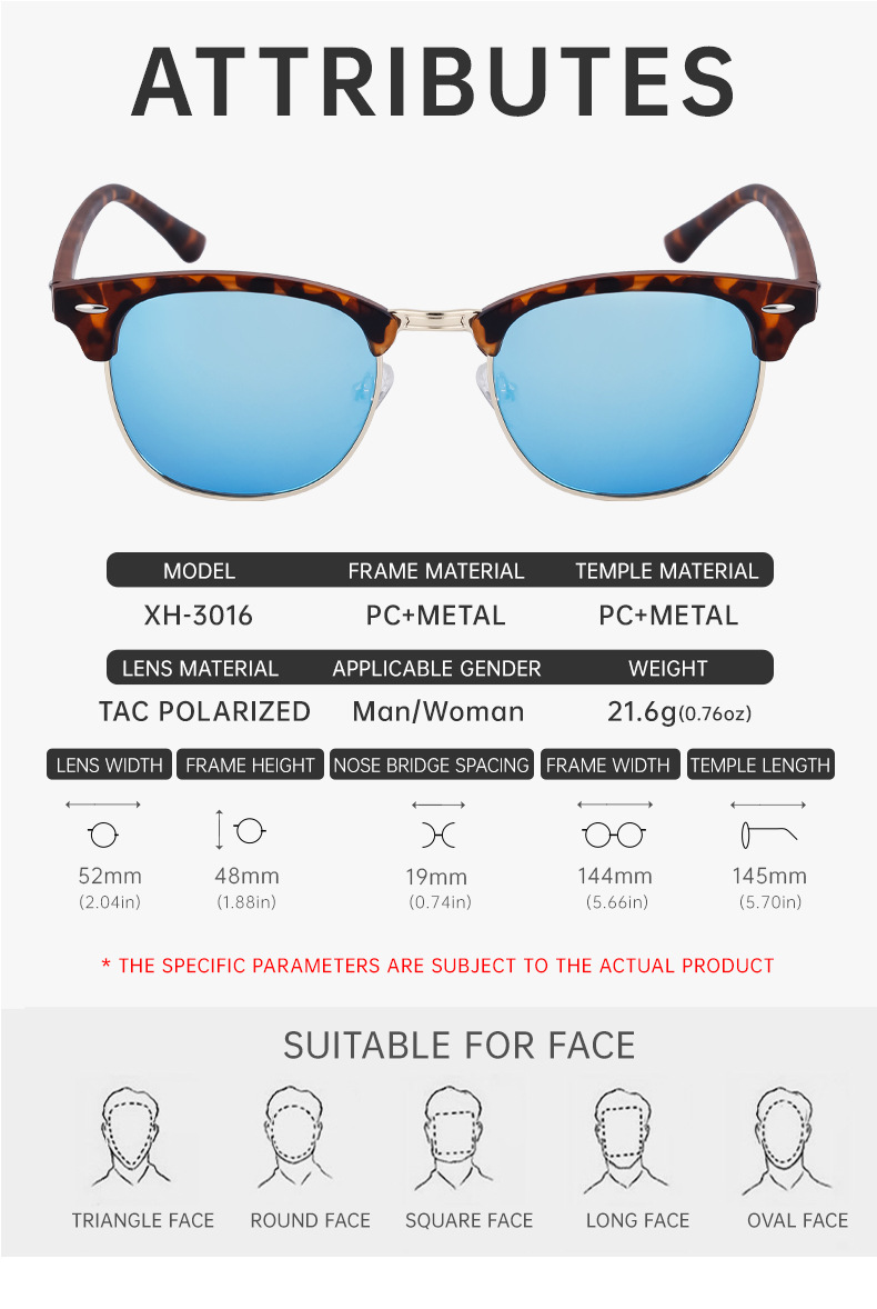 Polarized Sunglasses For Men And Women Retro Style Half Frame_voghion.com