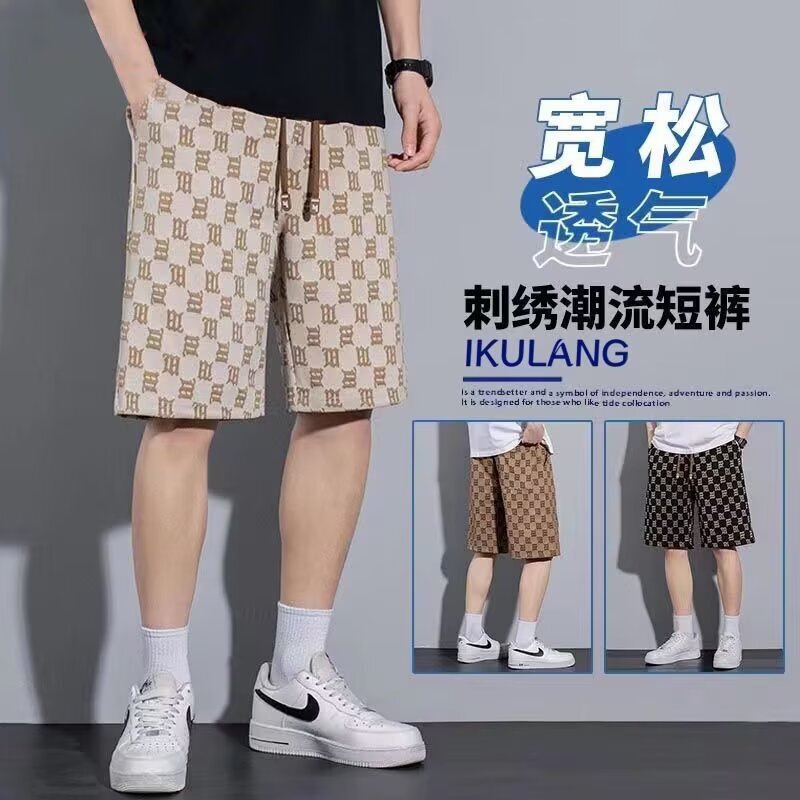 Thin Trendy Brand Shorts Men's Summer Ice Silk Quick-drying Casual Men's Middle Pants Outer Wear Large Pants Beach Pants