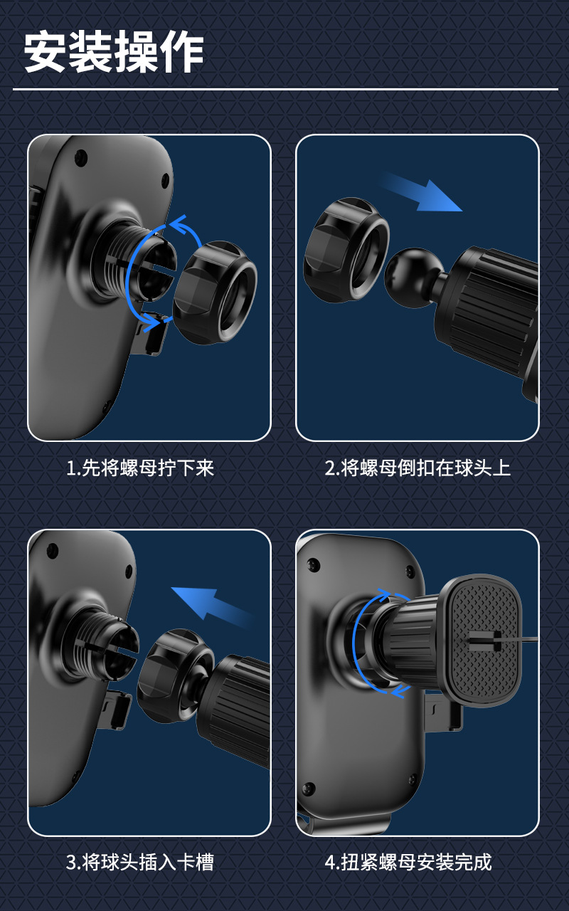 Longqi Mobile Phone Car Holder Central Control Instrument Panel Air Outlet Multi-Functional Car Interior Special Navigation Support Bracket