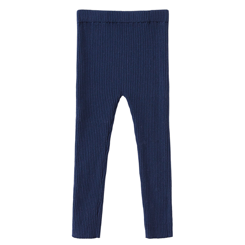 2023 estilo coreano primavera y otoño pantalones de punto de las muchachas del bebé del hoyo estiramiento de las polainas de los niños pantalones de lana al por mayor