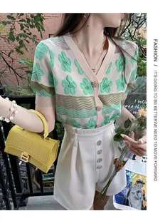 [Special offers are not refundable] short ladies sweet wool sweater three-dimensional crochet heavy industry ice hemp short sleeve