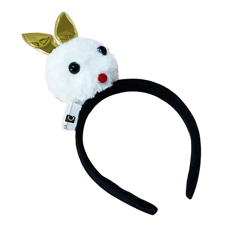 Nueva luminosa cabeza de conejo diadema brillante terciopelo felpa Orejas de conejo diadema conejo muñeca bola conejo cabeza horquilla